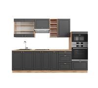 Vicco cucina componibile Fame-Line, Antracite Country House/oro Kraft Oak, 280 cm, PL Rovere