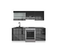 Vicco cucina componibile Fame-Line, Antracite lucido/bianco, 200 cm senza piano di lavoro