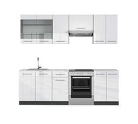 Vicco cucina componibile Fame-Line, Bianco lucido/antracite, 240 cm, PL Marmo