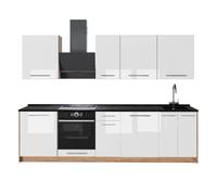 Vicco Cucina componibile Fame-Line, Bianco lucido/Rovere dorato, 280 cm