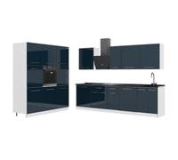 Vicco Cucina componibile Fame-Line, Blu scuro lucido/Bianco, 460 cm