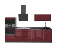 Vicco Cucina componibile Fame-Line, Bordeaux lucido/Antracite, 280 cm