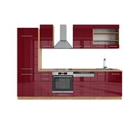 Vicco cucina componibile Fame-Line, Bordeaux lucido/rovere oro, 300 cm senza piano di lavoro