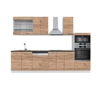 Vicco cucina componibile Fame-Line, Quercia dorata/bianco/Bianco, 300 cm con armadio alto, senza piano di lavoro