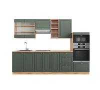 Vicco cucina componibile Fame-Line, Quercia verde-oro Country/oro Power, 280 cm, PL Rovere