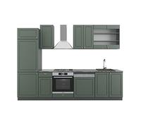 Vicco cucina componibile Fame-Line, Verde-oro Country House/Antracite, 300 cm senza piano di lavoro