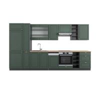 Vicco Cucina componibile Fame-Line, Verde-oro Country House/Antracite, 355 cm, PL Rovere