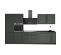 Vicco Cucina componibile Fame-Line, Verde-oro rustico/Antracite, 340 cm, PL Antracite, per l'espansione personalizzata con moduli compatibili