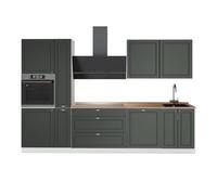 Vicco Cucina componibile Fame-Line, Verde-oro rustico/Bianco, 310 cm, PL Rovere, per l'espansione personalizzata con moduli compatibili