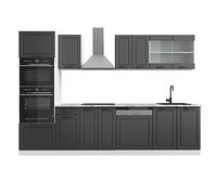 Vicco cucina componibile R-Line, Antracite casa di campagna/bianco, 300 cm con armadio alto, PL Marmo