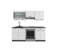 Vicco Cucina componibile R-Line, Bianco rustico/antracite, 200 cm senza piano di lavoro, adatto per l'espansione individuale con moduli aggiuntivi