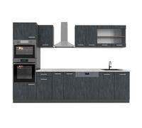 Vicco Cucina componibile R-Line, Calce nera, 300 cm PL Marmo, adatto per combinazioni ed espansioni personalizzate