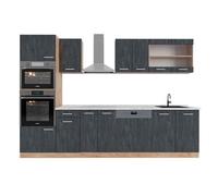 Vicco Cucina componibile R-Line, Calcestruzzo nero/quercia dorata, 300 cm PL Marmo, per l'espansione personalizzata tramite moduli aggiuntivi compatibili