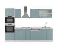 Vicco Cucina componibile R-Line, Grigio-blu, 300 cm | 8 Moduli · Piedini regolabili in altezza · Piano di lavoro in nte robuste · Con armadio forno/microonde
