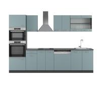 Vicco cucina componibile R-line, Grigio-blu/Antracite, 300 cm con armadio alto, senza piano di lavoro