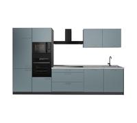 Vicco Cucina componibile "R-Line", Grigio-blu/Antracite 340 cm | 7 Moduli · Piedini regolabili in altezza · Piano di lavoro in nte robuste · Con armadio forno/microonde