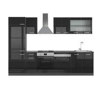 Vicco Cucina componibile R-Line, Nero lucido/antracite, 300 cm, PL Antracite, adatto per l'espansione personalizzata tramite moduli aggiuntivi