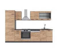 Vicco Cucina componibile R-Line, Quercia dorata/antracite, 300 cm senza piano di lavoro, adatto per l'espansione personalizzata tramite moduli aggiuntivi