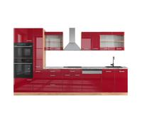 Vicco Cucina componibile R-Line, Rosso lucido/rovere dorato, 350 cm