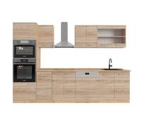 Vicco Cucina componibile R-Line, Rovere Sonoma/Goldkraft, 300 cm con armadio alto, senza piano di lavoro