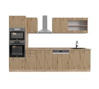 Vicco cucina componibile Raul, Rovere artigianale/rovere Goldkraft, 300 cm con armadio alto, PL Rovere