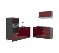 Vicco Cucina Fame-Line, Bordeaux lucido/Antracite, 340 cm