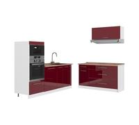 Vicco Cucina Fame-Line, Bordeaux lucido/Bianco, 340 cm