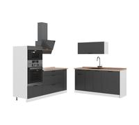 Vicco Cucina Fame-Line, Grigio scuro/Bianco, 340 cm, PL Rovere, per l'espansione personalizzata con moduli compatibili