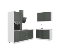 Vicco Cucina Fame-Line, Verde-oro country/Bianco, 220 x 120 cm
