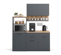 Vicco Cucina singola Egbert, Antracite/Rovere artigianale, 160 cm con tavolo allungabile