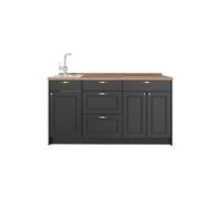Vicco Cucine componibili piccole Fame-Line, Oro-antracite rustico, 150 cm, PL Rovere, per l'espansione personalizzata con moduli compatibili