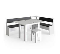 Vicco Gruppo panca ad angolo Roman, Bianco/Antracite, 210 x 150 cm con tavolo