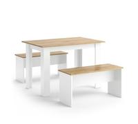 Vicco Gruppo panca ad angolo Sentio, Rovere bianco/dorato, 112 x 73.6 cm con 2 panche