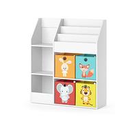 Vicco libreria bambini Luigi, Bianco, 100.4 x 114.2 cm con 4 scatole pieghevoli (colorate)