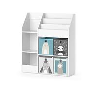 Vicco Libreria bambini Luigi, Bianco, 100.4 x 114.2 cm con 4 scatole pieghevoli (grigie), combinabile per riporre giocattoli e libri
