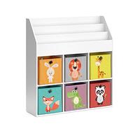 Vicco Libreria bambini Luigi, Bianco, 107.2 x 114.2 cm | con 6 scatole pieghevoli opt.1, combinabile per riporre giocattoli e libri