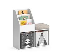 Vicco Libreria bambini Luigi, Bianco, 30.9 x 79 cm Mini, con 2 scatole pieghevoli opt.5, combinabile per riporre giocattoli e libri