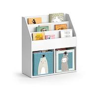 Vicco Libreria bambini Luigi, Bianco, 72 x 79 cm con 2 scatole pieghevoli opt.6, combinabile per riporre libri e giocattoli