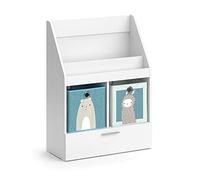 Vicco Libreria bambini Luigi, Bianco, 72 x 96.2 cm | con cassetto e 2 scatole pieghevoli opt.1, adatto per riporre giocattoli e libri