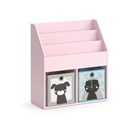 Vicco libreria bambini Luigi, rosa, 72 x 79 cm con 2 scatole pieghevoli (cane, gatto)