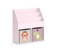 Vicco libreria bambini Luigi, rosa, 72 x 79 cm con 2 scatole pieghevoli (leone, coccodrillo)
