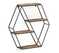 Vicco Libreria da parete Fyrk, Legno antico, 51 x 52 cm Forma angolare, per montaggio a parete con quattro vani aperti