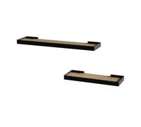 Vicco Mensola Erni, Nero/quercia, 60 x 3 cm | Set di 2, per la conservazione e l'esposizione di oggetti