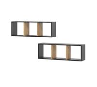 Vicco Mensola Tomy, Antracite/Rovere dorato, 90 x 30 cm | Set di 2, per montaggio a parete per libri e oggetti decorativi