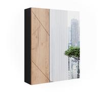 Vicco Mobile a specchio per bagno Irma, Antracite/Rovere dorato, 60 x 75 cm, per montaggio a parete con superficie a specchio integrata
