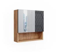 Vicco Mobile a specchio per il bagno Irma, Antracite con struttura a nido d'ape, 54 x 55 cm, per montaggio a parete con specchio e vani a giorno