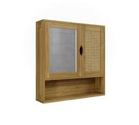 Vicco Mobile a specchio per il bagno Liora, Bambù, 56 x 58 cm con specchio, per la conservazione di articoli da bagno e asciugamani