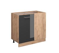 Vicco mobile ad angolo cucina R-line, Antracite lucido/Quercia dorata, 86 cm senza piano di lavoro