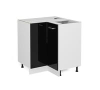 Vicco mobile ad angolo cucina R-line, Nero lucido/Bianco, 75.6 cm senza piano di lavoro