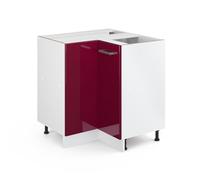 Vicco mobile ad angolo cucina R-line, Rosso bordeaux lucido/Bianco, 75.6 cm senza piano di lavoro